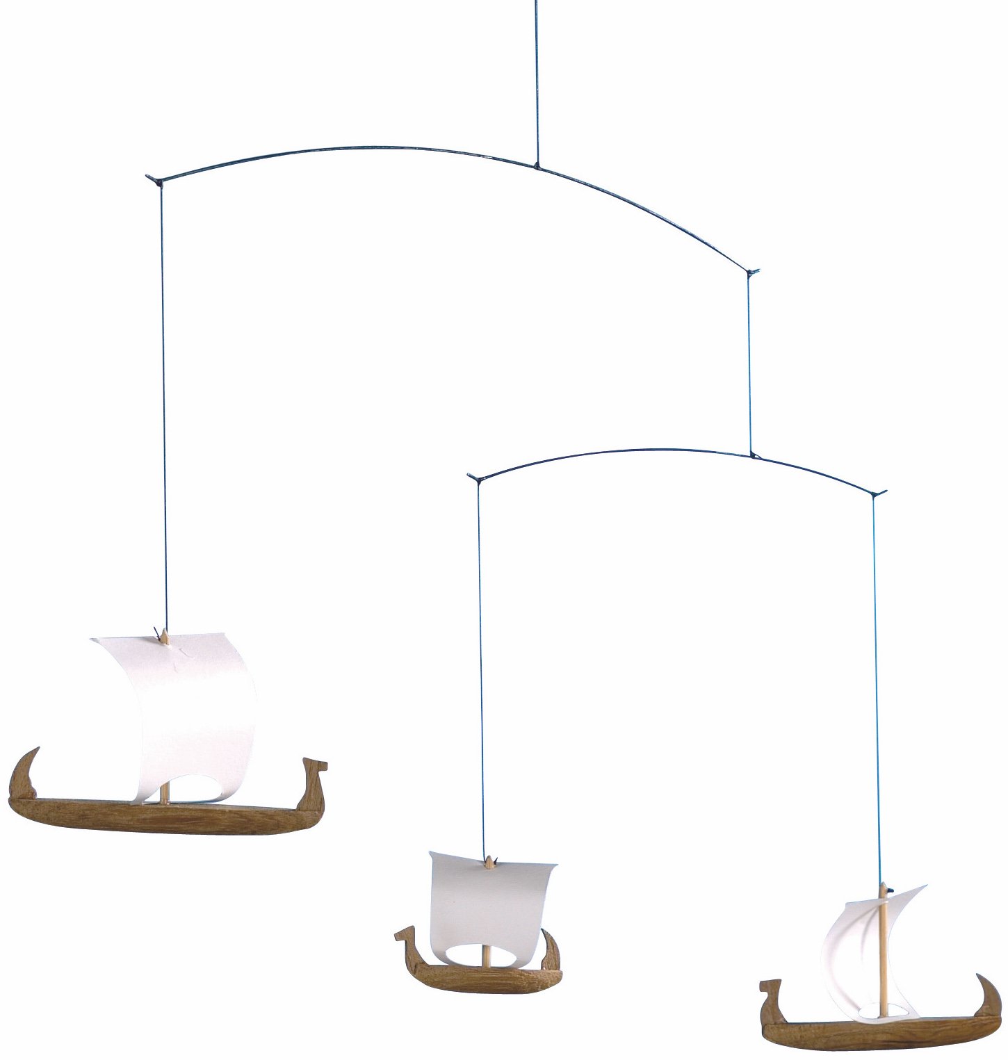 Flensted Mobiles Viking Ships 3 Hanging Mobile - 15 Inches - Teak
