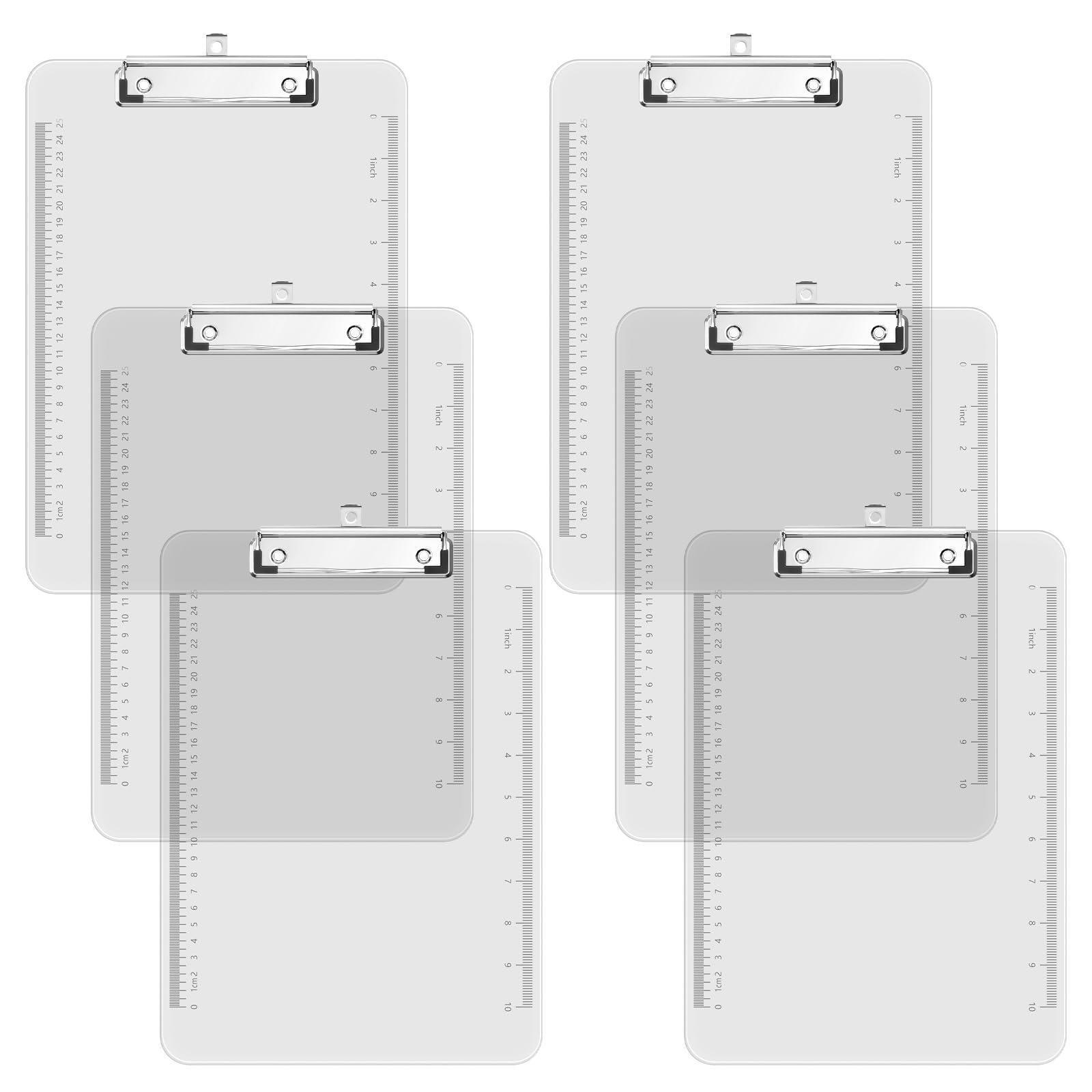 Photo 1 of Piasoenc 6 Pack Plastic Clipboards, Translucent Ruler Clip Board with Low Profile, Office Supply, School Supplies, Letter Size 9 x 12.5 Inches,Clear