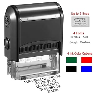 Personalisierte Stempel,Individueller Stempel-58x22 mm,bis zu 5 Zeilen Selbstfärbender Stempel Set für Name,Adresse,Hochzeit,