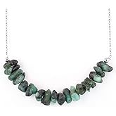 Gifts For Mom Raw Emerald Jewelry For Women Natural Stone Rough Crystals and Healing Stones Dainty Bar Necklaces for her, May Birthstone 925 Sterling Silver Chain 18 inch