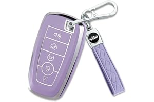 Joouheax for Ford Key Fob Cover with Keychain, Full Coverage Protection Key Case for 2018-2025 Explorer Fusion Escape Edge Bronco F150 Maverick Mustang Accessories, Purple