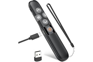 W2LIGQU Rechargeable Presentation Clicker with Red Laser Pointer, Wireless Presenter Remote for PPT Clicker, 2.4GHz Powerpoint Clicker Slide Advancer Presentation Remote for Mac/Computer/Laptop/Keynote
