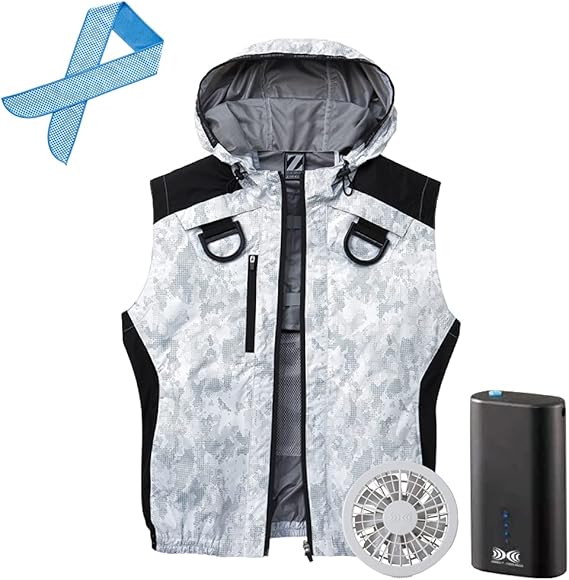 Amazon Co Jp 空調服 セット 4時間フルセット Z Dragon ジィードラゴン ベスト フード付 フルハーネス対応 遮熱 3 740 全3色 オリジナル冷感タオル付 服 ファッション小物