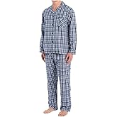 Hanes Men's Big Man Classics Broadcloth Woven Pajama Set, 4016B, Blue Plaid, 5XL