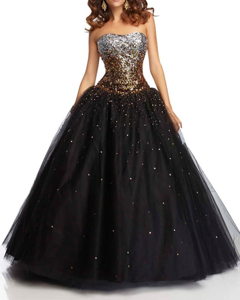 Lovelybride Sequins Beading Sweetheart Quinceanera Dress Ball Gown Prom Dress