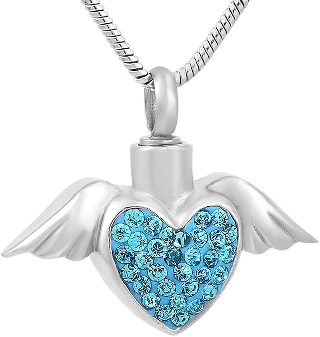 Angel Wing Hold Crystal Heart Cremation Urn