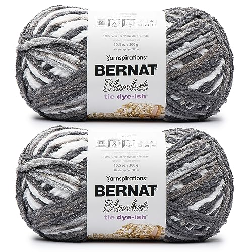 Bernat Blanket Tie Dye-Ish Moonlight Yarn - 2 Pack of 10.5oz/300g - Polyester - #6 Super Bulky - 220 Yards - Knitting, Crocheting, Crafts & Amigurumi, Chunky Chenille Yarn