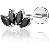 BelezaDosas G23 Titanium Labret Studs Threadless Push-in Labret CZ Press Fit 16G 6mm 8mm Lip Cluster Tragus Helix Medusa Cartilage Monroe Push Back Earring Piercing Jewelry for Men Women