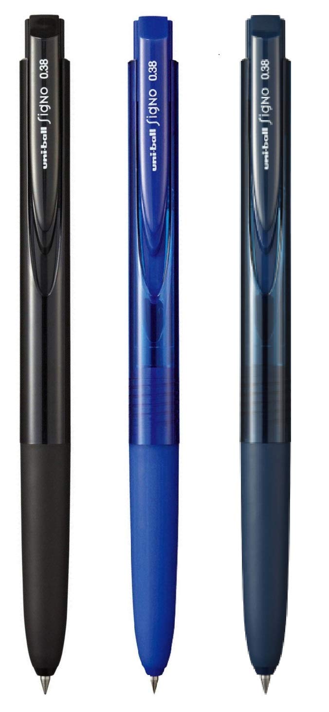 Assorted - Signo - uni Knock Ballpoint Pen - UMN-155 RT1 0.38 mm Black, Blue & Blue-Black