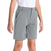 DEVOROPA Youth Boys Golf Shorts Stretch School Uniform Clothes Kids Flat Front Dress Chino Hybrid Twill Casual Shorts Pockets