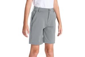 DEVOROPA Youth Boys Golf Shorts Stretch School Uniform Clothes Kids Flat Front Dress Chino Hybrid Twill Casual Shorts Pockets