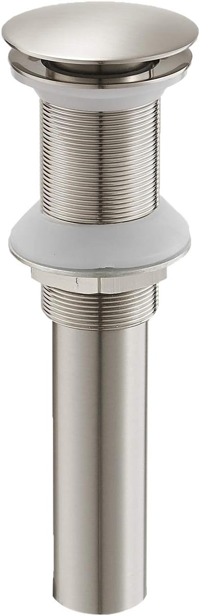 Bathlavish Bathroom Faucet Vessel Vanity Sink Pop up Drain Stopper without Overflow Brushed Nickel Push & Seal Cupc Lead-Free Fits Bathroom Standard Sink Hole 1-1/2" to 1-3/4"