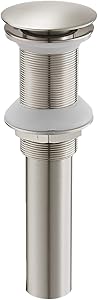 Bathlavish Bathroom Faucet Vessel Vanity Sink Pop up Drain Stopper without Overflow Brushed Nickel Push & Seal Cupc Lead-Free Fits Bathroom Standard Sink Hole 1-1/2" to 1-3/4"