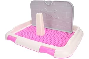 LIYJTK Pet Dog Toilet Litter Box, Portable Indoor Puppy Training Toilet Tray Cat Potty Fence Dog Scheduled Urination Potty Tray(Pink)