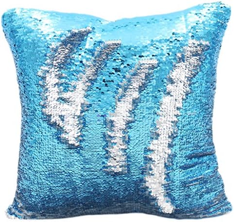 Sengreat 16x16 Inch Mermaid scales Sequins Magic Reversible Sequin Home Decorative Pillow covers Throw Cushion covers Silver-Blue