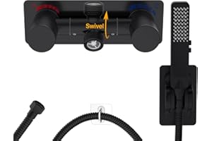 F-PIANWE RV Shower Faucet with Hose and shower Head, All Metal Camper Shower Faucet, Outside Shower Valve RV Shower Head for RV, Motorhome, Camper (Black)