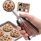 GORILLA GRIP 304 Stainless Steel Cookie Scoop, 2 TBSP Scooper, Black | #40 Size, Soft Grip Handle, Easy Dough Release, Create