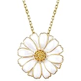 Tajuxa Daisy Necklace for Women 925 Sterling Silver Daisy Jewelry Gifts for Women Flower necklace FLower Jewelry Pendant