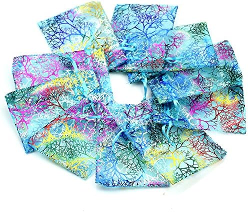 Kang 10/50/100/Pcs Coralline Organza Jewelry Pouch Wedding Party Favor Gift Bag 12X8cm (50)