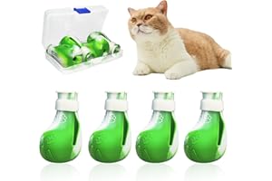 Zaruatu 4 Pcs Cat Boots for Cats Only Cat Claw Covers Silicon Cat Mittens to Prevent Scratching Cat booties for Bathing Nail Clipping Barbering Treatment (Green&White)