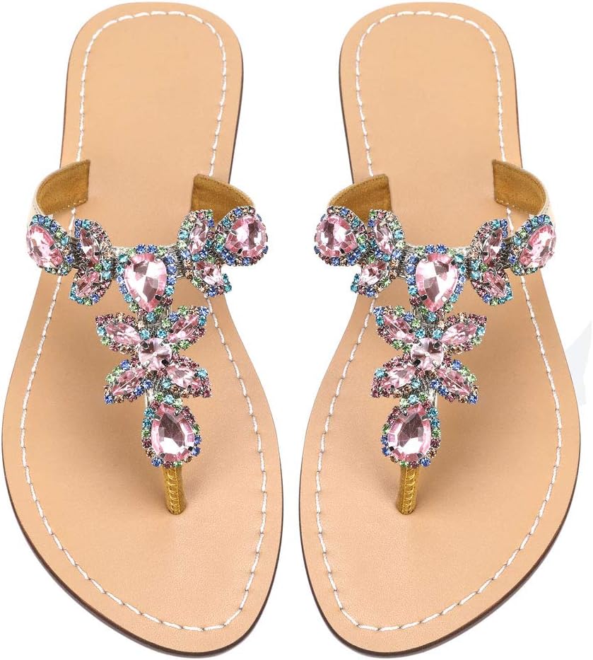 Available in 13 Colors,Rhinestone Sandals,Women's Flat Sandals,Flip Flop,Jeweled Sandals