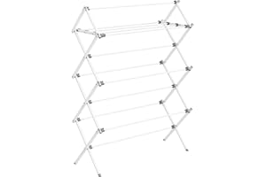 SONGMICS Foldable Clothes Drying Rack, Laundry Drying Rack, Clothes Airer, Steel Frame, 37 x 93 x 135.1 cm, Easy Assembly, In