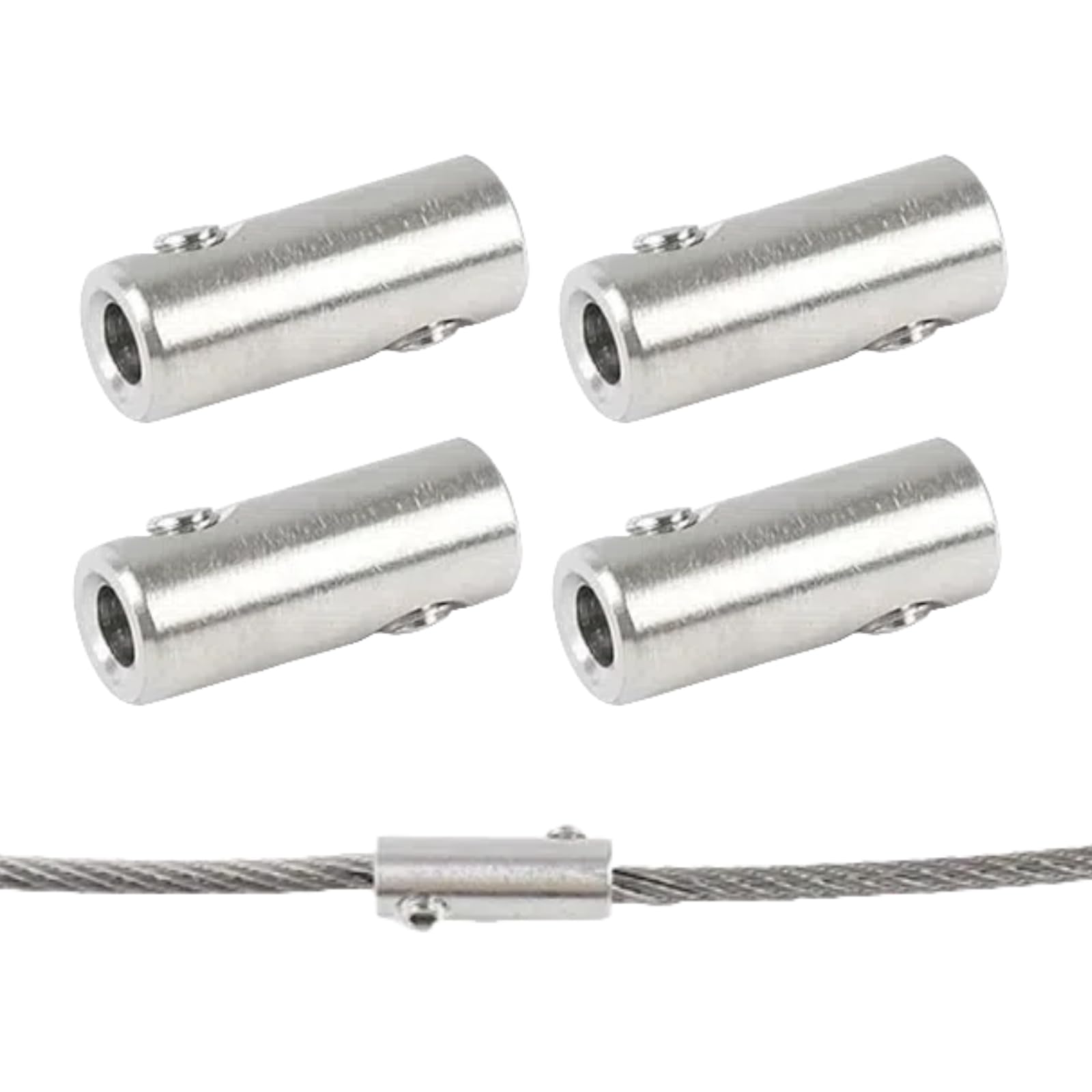 1.5mm Wire Rope Clips 4-Pack with Stainless Steel Thimble and Clamp