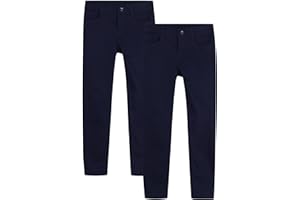 dELiA*s Girls' School Uniform Pants - 2 Pack Stretch Twill Khaki Chino Pants: Skinny, Boot Cut Flare, Jegging, Belt (4-16)