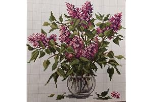Joy Sunday Cross Stitch Kits Stamped Full Range of Embroidery Starter Kits for Beginners DIY 11CT 3 Strands-Purple Flower 3(Printed) 14.6×14.6 inch