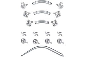 D.Bella 16G Eyebrow Piercing Jewelry Daith Rook Earrings Stianless Steel Internal Thread Curved Barbell Vertical Labret Lip B