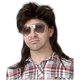 Swiking Mullet Wigs for Men Black Retro 70s 80s Disco Rocker Curly Punk Fancy Party Halloween Cosplay Costume Replacement Full Wigs(Black)