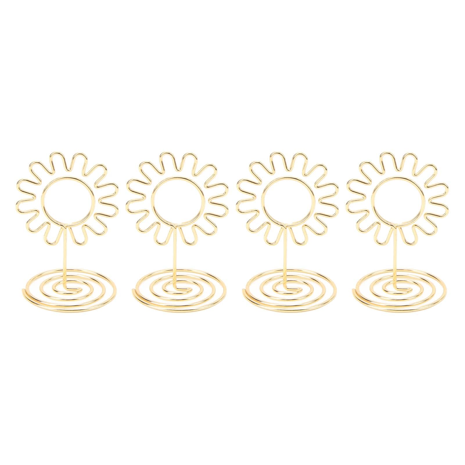 Wire Table Picture Photo Holder, 20PCS Cute Sunflower Place Card Holder Stand Wearproof for Wedding (Gold)