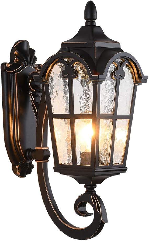 LONEDRUID Outdoor Wall Light Fixtures Black Roman 17.71"H Exterior Wall