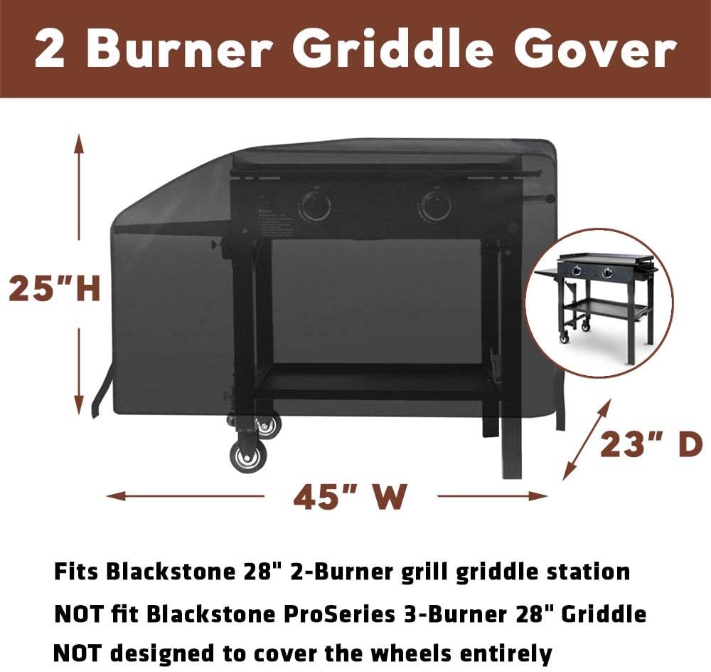 QuliMetal 28" Grill Griddle Cover for Blackstone Outdoor Cooking Gas Grill Griddle Flat Top Station, for Camp Chef Griddle and Most 2 Burner Flat Top Grill Griddle, Heavy Duty Cover with Support Pole: Kitchen & Dining