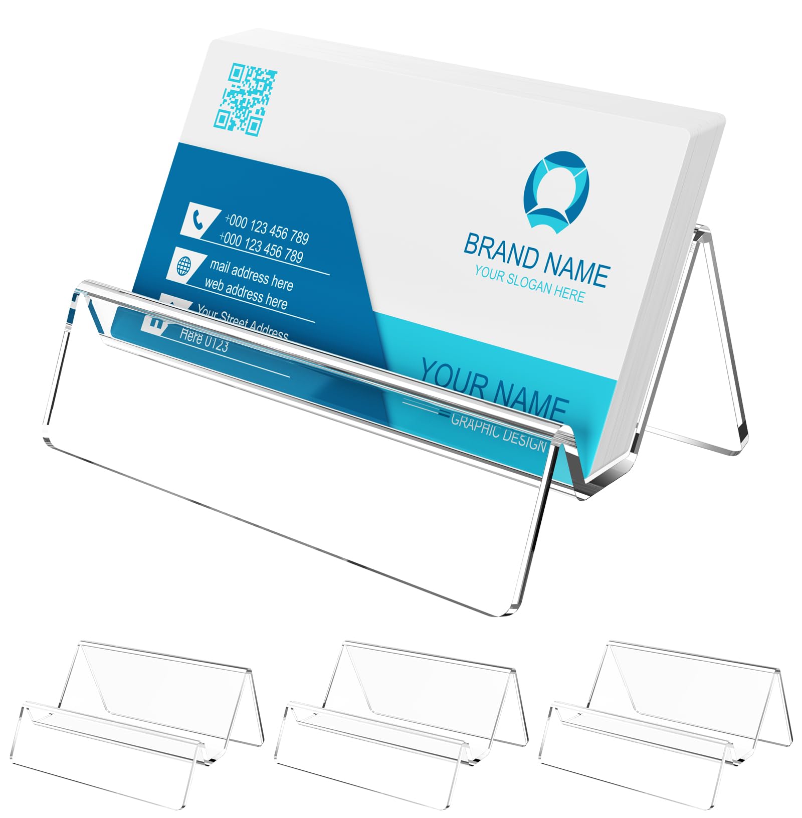 Photo 1 of Lumanman Acrylic Business Card Holder for Desk & Counter, Business Card Holder Display, Clear Business Card Stand, Business Cards Holder Stand, Desktop Plastic Name Card Organizer, 3 Pack