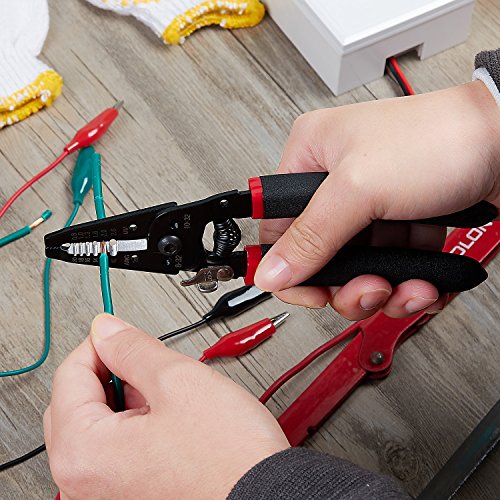 WGGE WG-013 Wire Stripper and Cutter 7'',Cuts, strips wire and loops 10-20 AWG Solid and (0.8-2.6mm) Stranded - Thumbnail 6