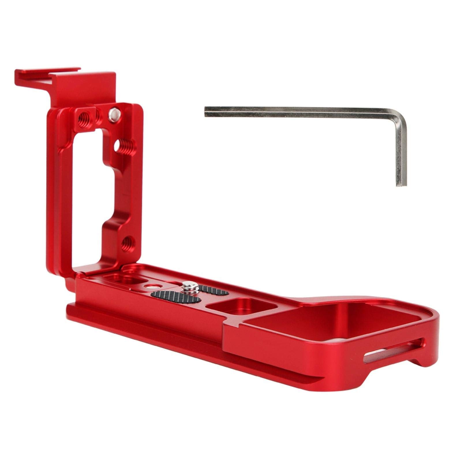 214 Camera L Bracket Quick Release Plate, Aluminium Alloy L-Plate Camera Bracket, with Removable Hot Shoe Mount, for Sony A6600 ILCE-6600 Mirrorless Camera(Red)