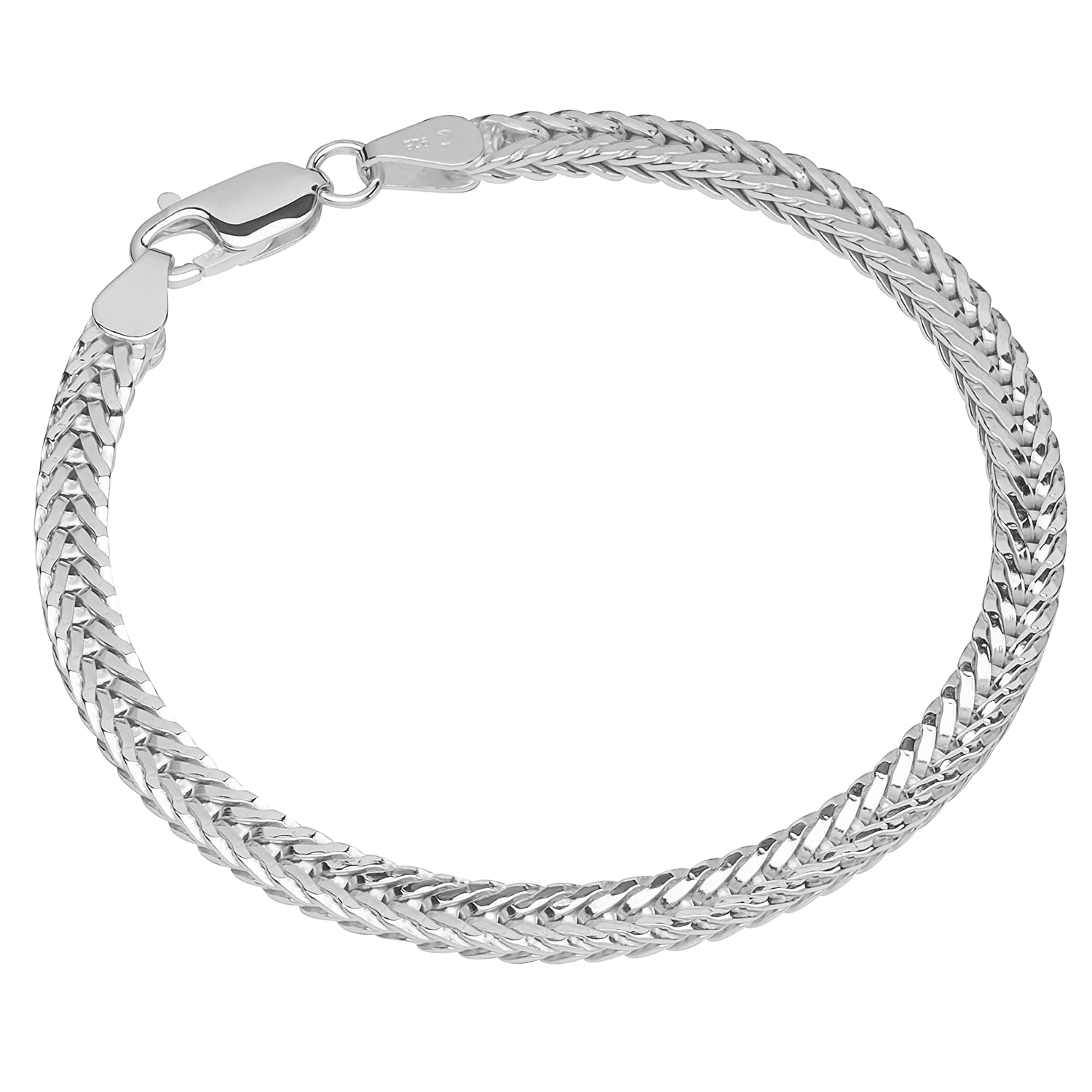 NKlaus bracelet 925 SterlingSilver 19cm foxtail chains flat ladies bangle exquisite 12043