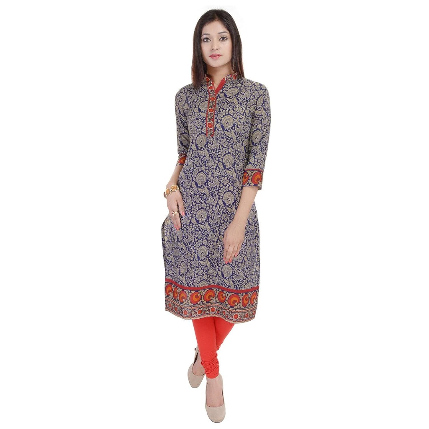 gulmohar jaipur women's cotton printed kurti (gc026blue_p_blue)
