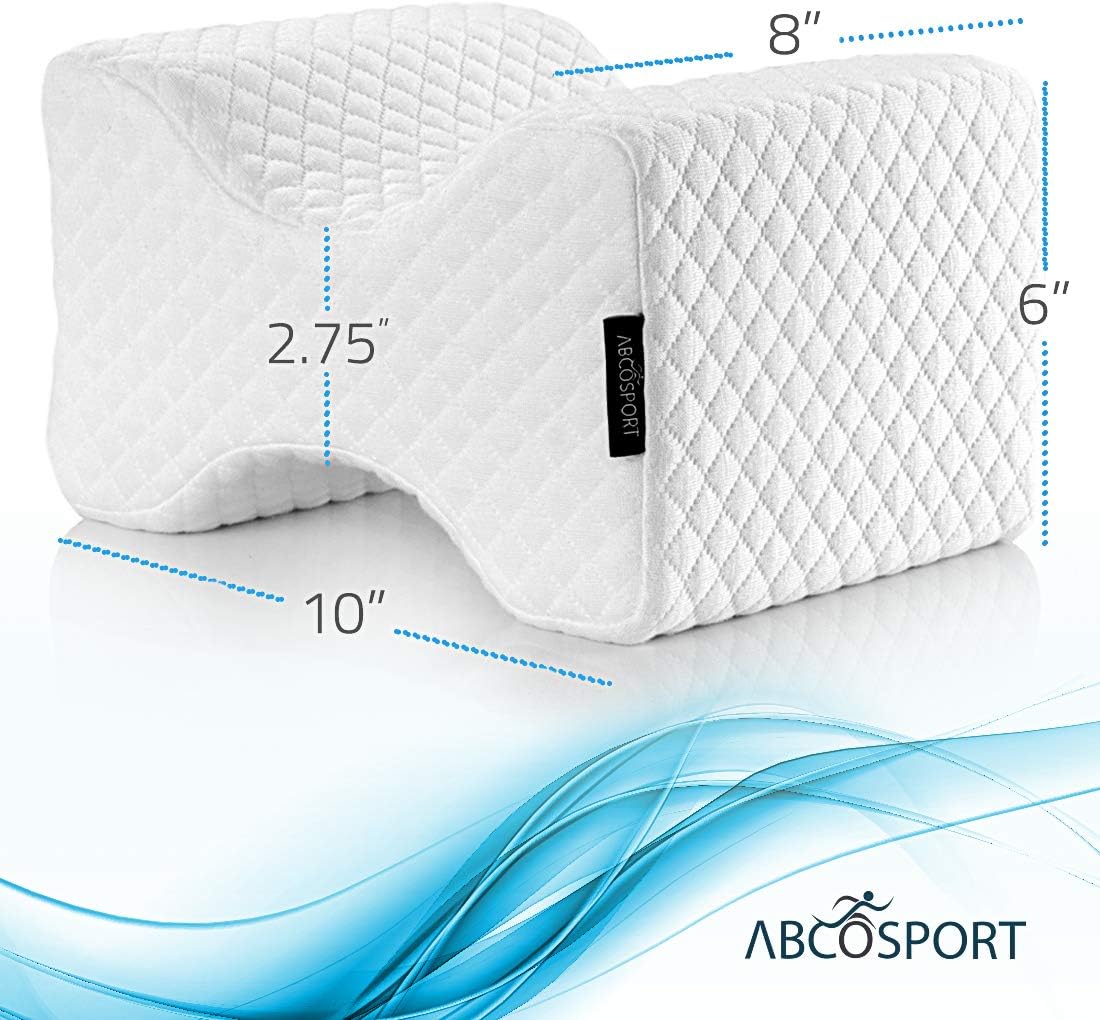 Abco Tech Memory Foam Knee Pillow for Side Sleepers– Back Pain, Pregnancy, Leg Pain, Hip Pain and Sciatica Relief - Leg Pillow Wedge with Washable Cover and Bag: Home & Kitchen