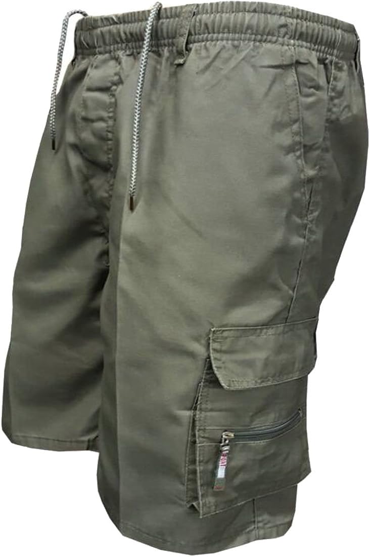 mens elastic drawstring cargo shorts