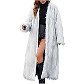 Carydety Faux Fur Jacket Women Luxury Long Faux Fur Winter Coat Fuzzy Plush Shaggy Overcoat Trendy Open Front Lapel Outerwear