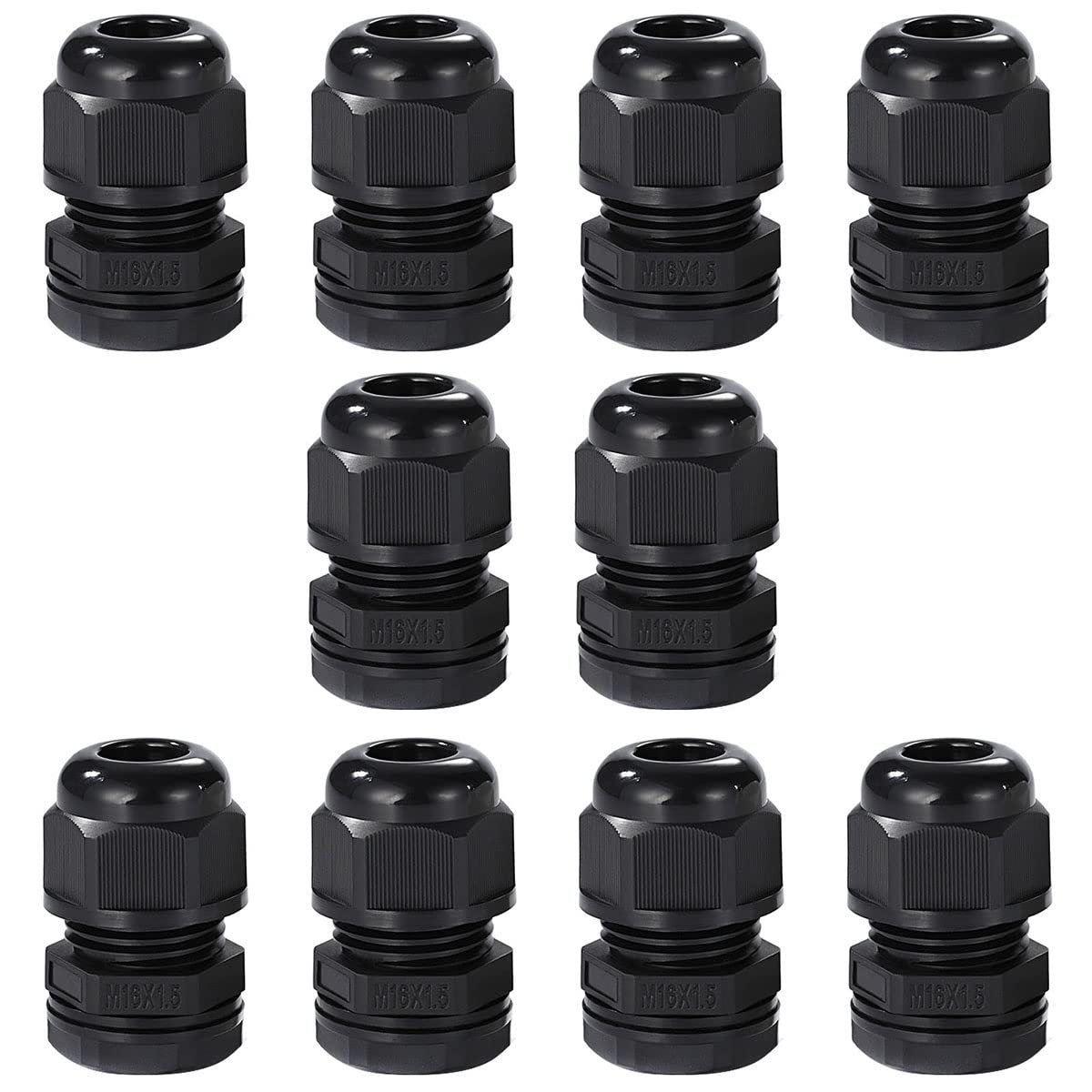 Meccion M16 Cable Gland 10 Pack IP68 Waterproof Nylon Cable Connectors with Locknut and Washer, Suitable for 4mm - 8mm Cables