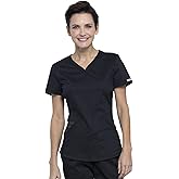 Cherokee Scrubs for Women V-Neck Scrub Top with 2 Pockets,Mesh Panels, Soft Stretch Durable Easy Care Nursing Uniform - WW601