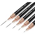 Komall Metallic Nail Art Brushes, 5Pcs Liner Brush Set, UV Gel Polish Painting Art Design Pen for Long Lines, Thin Details, Fine Drawing Sizes 4/8/12/20/25mm(Black)