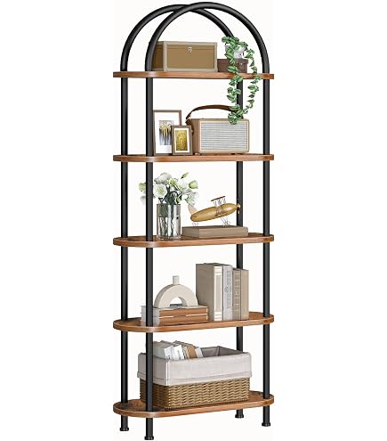 Amazon.com: HOOBRO 5 Tier Open Bookshelf, Industrial Arched