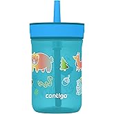 Contigo Kids’ Leighton Straw Tumbler with Spill-Proof Leak-Proof Lid 14oz Juniper/Blue Forest