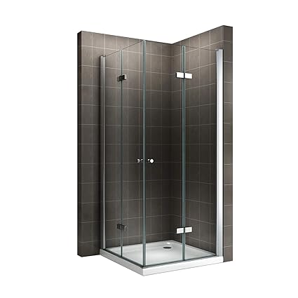 Duschkabine Eckkabine mit Falttüren Falttürkabine aus Klarglas ESG - Sicherheitsglas 180cm Höhe - LINKS & RECHTS MONTIERBAR! 