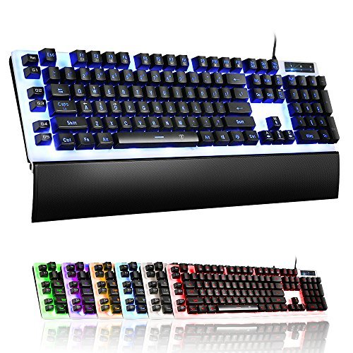 Pictek Mechanical Feel Gaming Keyboard Wired, LED Gaming Keyboards USB