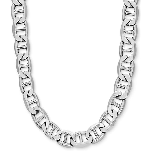 Savlano 925 Sterling Silver 9mm Italian Solid Flat Mariner Link